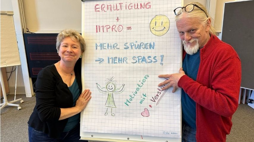 Susanne Ehmann und Schauspieler und Improtheater Trainer Martin Kemner bei Encouraging meets Impro